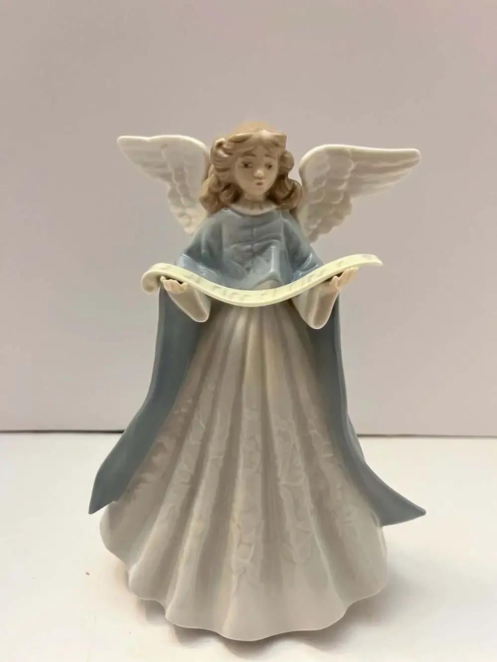 Vintage Lladro Porcelain Angel Tree Topper 7 1/2” Tall